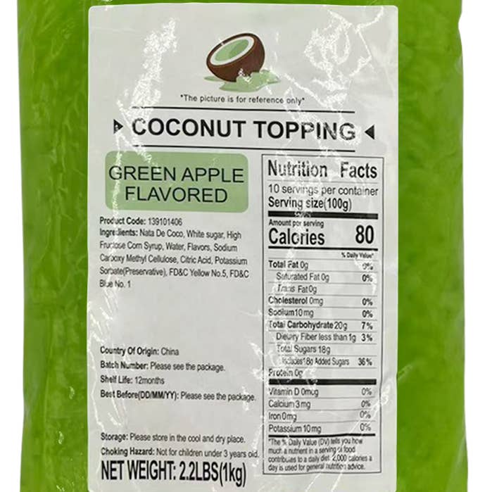 Lanières de gelée de noix de coco à la pomme verte, 2,2 lb (1 kg) pour la vente par soeos