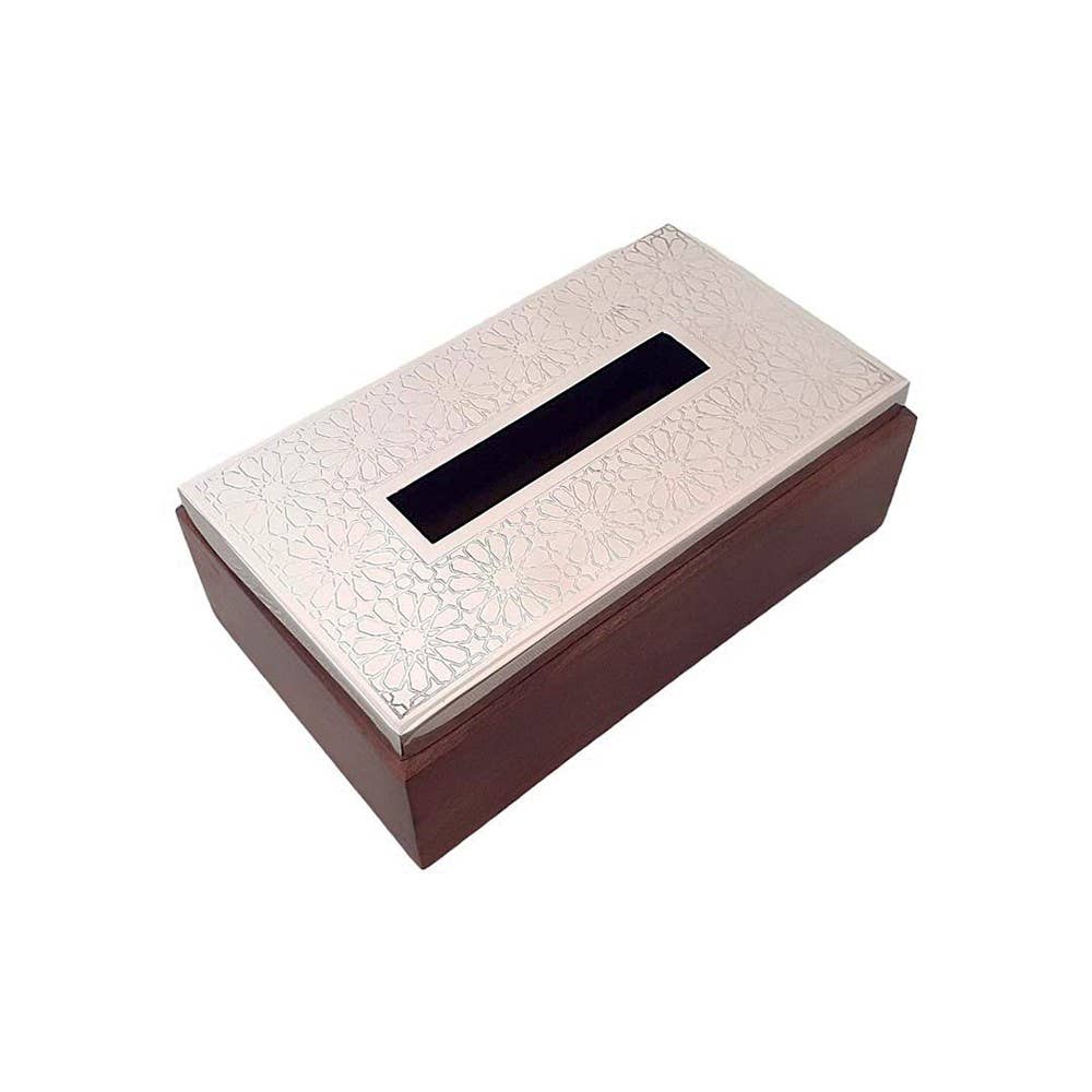AULICA - Wholesale Tissue Box - Wooden tissue box with silver metal lid0