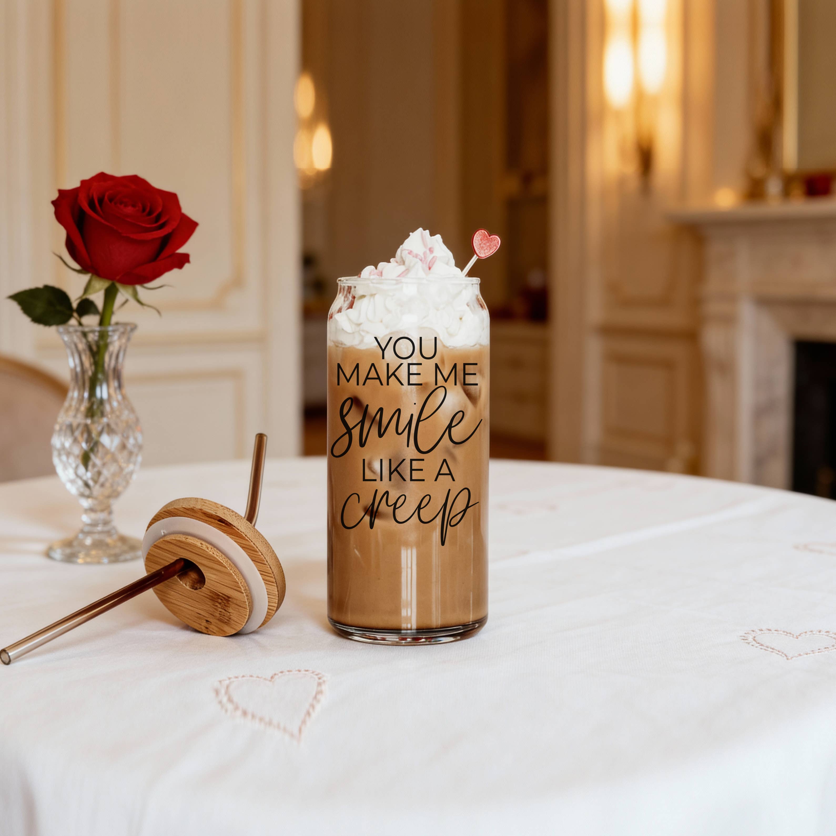 Gia Roma - Wholesale Coffee Mug - Valentines Glass Tumblers Heart Smiley, Galentines Gift Idea11