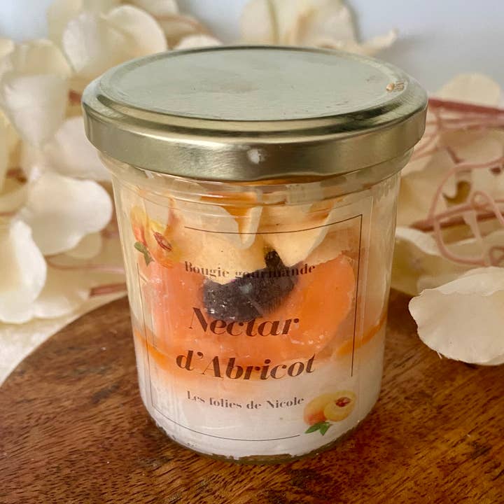 Les folies de Nicole - Wholesale Jar/Filled Candle - Gourmet Candle Apricot Nectar - New Version0