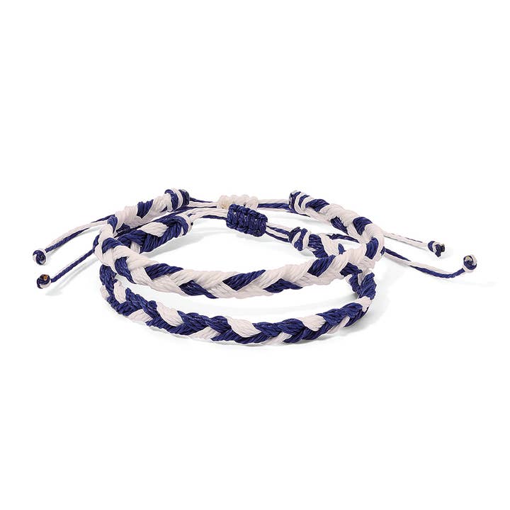 Team Colors | Fanfare Braided Bracelets, Set2 | Navy+White for wholesale by My Fun Colors