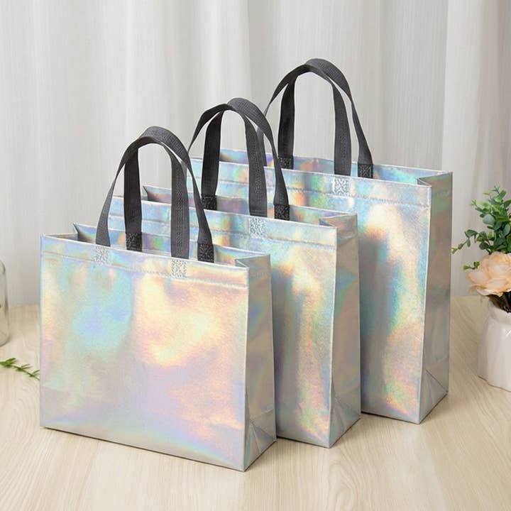 ByHome – wholesale Gift bag – 50pcs, 4 Sizes Iridescent Holographic Non-woven Gift Bag0