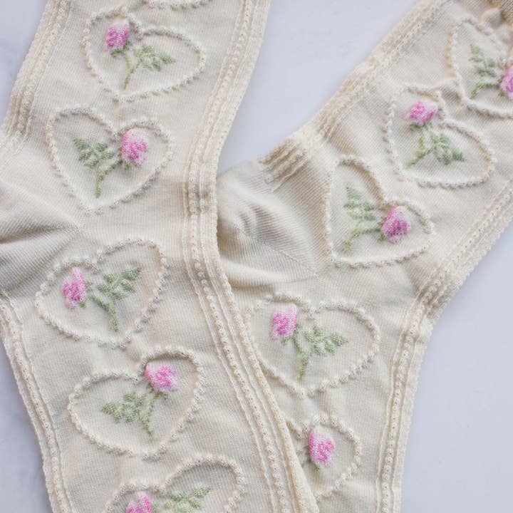 Tiepology - Wholesale Socks - Women's - Women's Vintage Rose & Heart Casual Socks