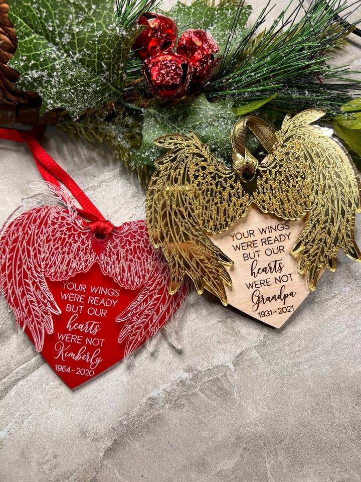 Vos Ailes Étaient Prêtes Mais Nos Coeurs N'ont Pas été Gravés Ornement De Noël Mémorial | Ornement Mémorial | Ornement pour la vente par Crafts By Chelle Us