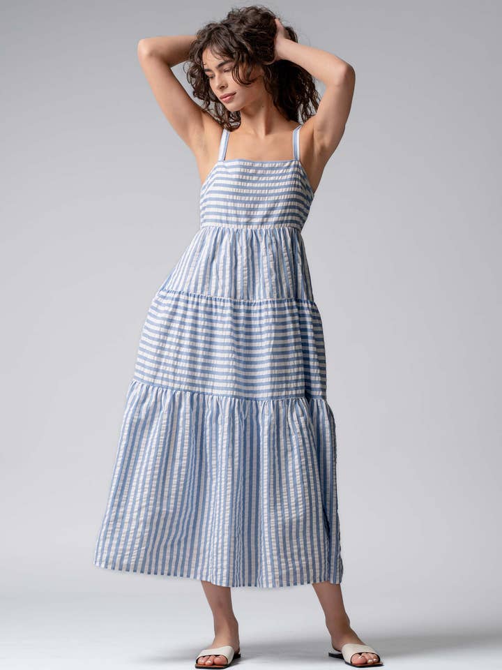 Urban Daizy - Wholesale Dress - Women's - Striped Tiered Maxi Sundress