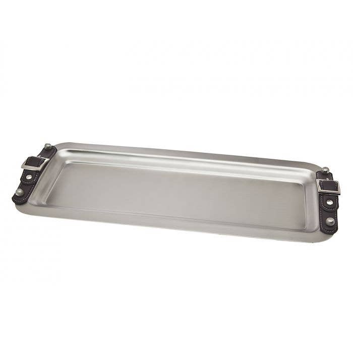 Bandeja rectangular con asas de cuero para venta al por mayor de Godinger