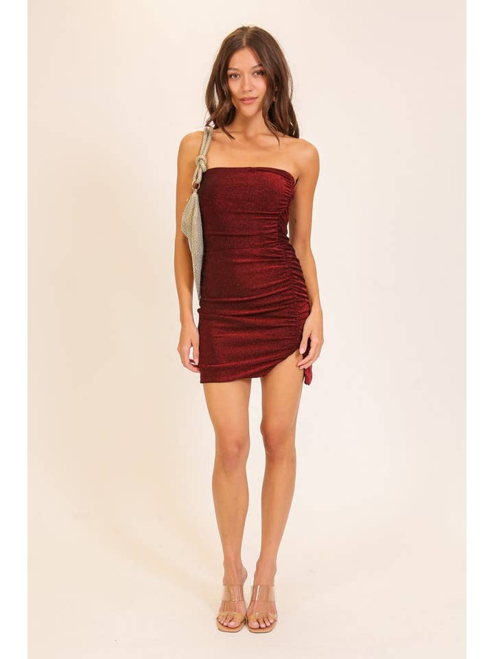 Vanilla Monkey – Engroshandel Kjole - Dame – Shimmer Holday Ruched Bodycon Mini Kjole5