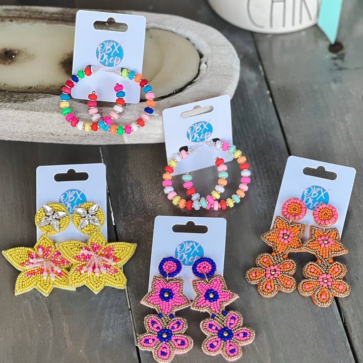 OBX Prep - Venta al por mayor Pendientes colgantes - Pendientes colgantes con cuentas de hibisco amarillo3