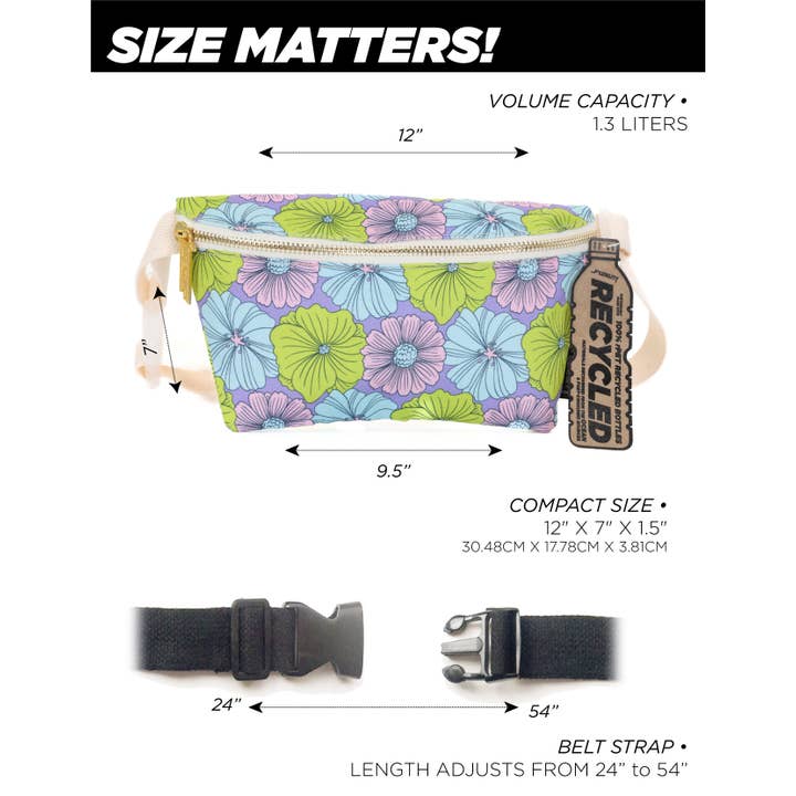 Fydelity - Wholesale Belt Bag - Women's - 83857: Fanny Pack | Slim | Recycled RPET | Floral Purple2