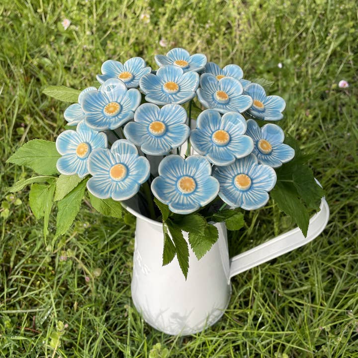 Keramik blomma i Akarp - Wholesale Garden/Lawn Stake - Ceramic Turquoise Plum blossoms,Plant stake