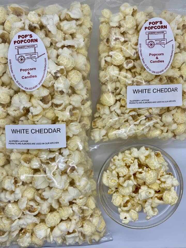 White Cheddar for wholesale by Pop's Popcorn