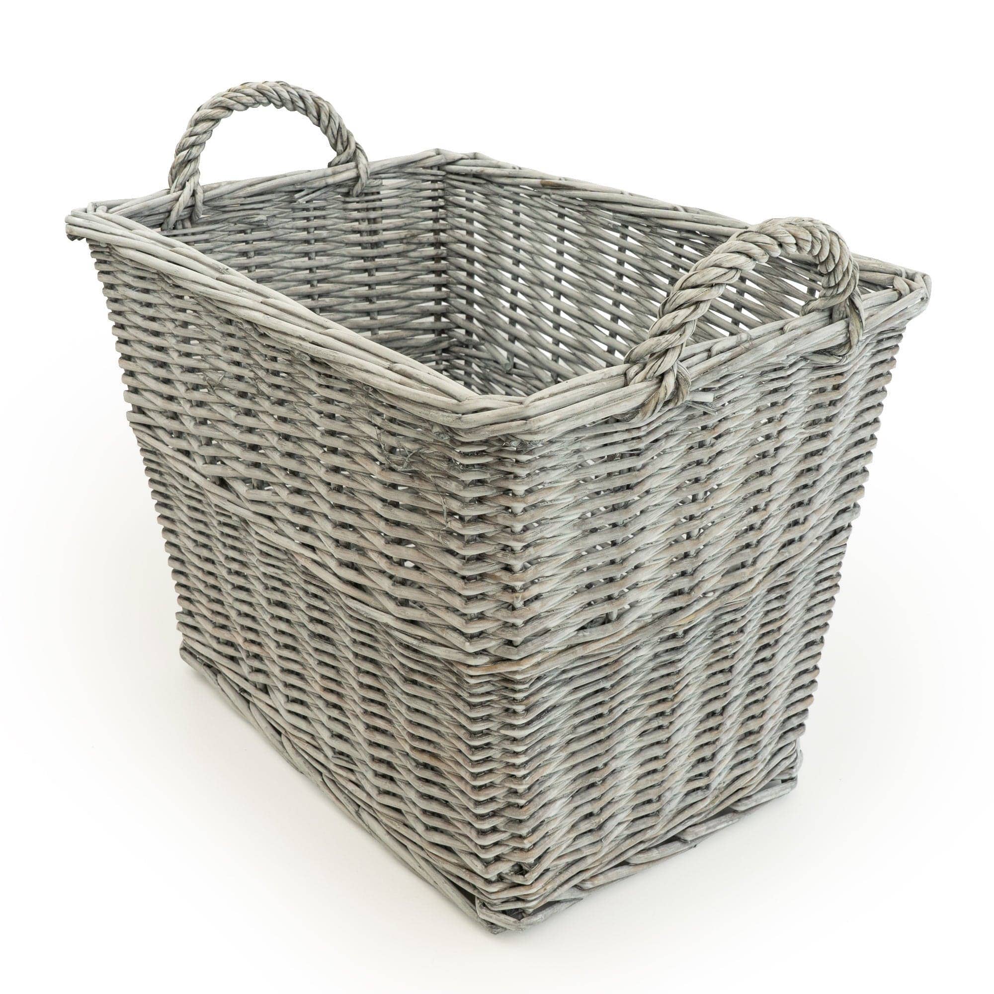 Candlelight Products Ltd – wholesale Basket – Rectangular Wicker Log Basket - Grey 42cm 10PK3