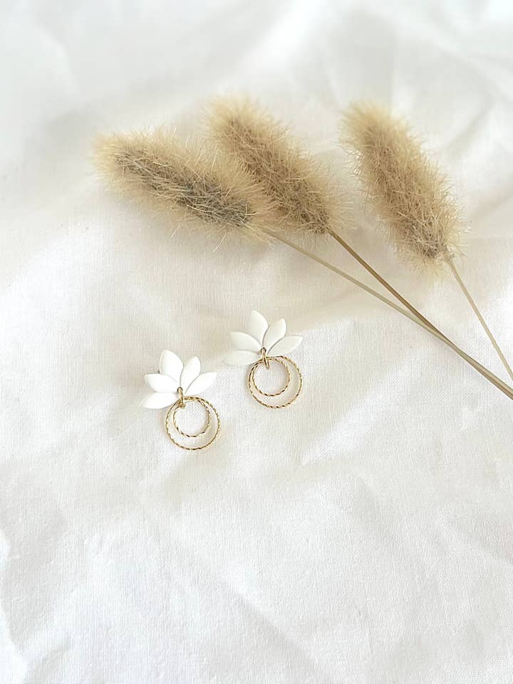 Twisted lotus | Handmade polymer clay earrings for wholesale by MN Clay Co