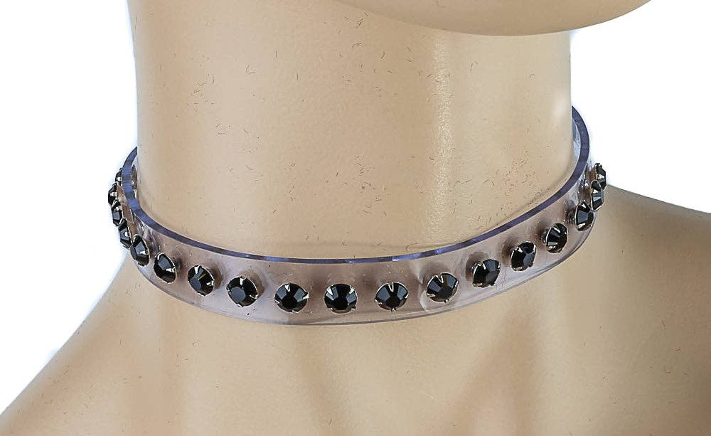 Funk Plus - Wholesale Choker/Collar - CK247CLR RHINESTONE CLEAR  CHOKER4