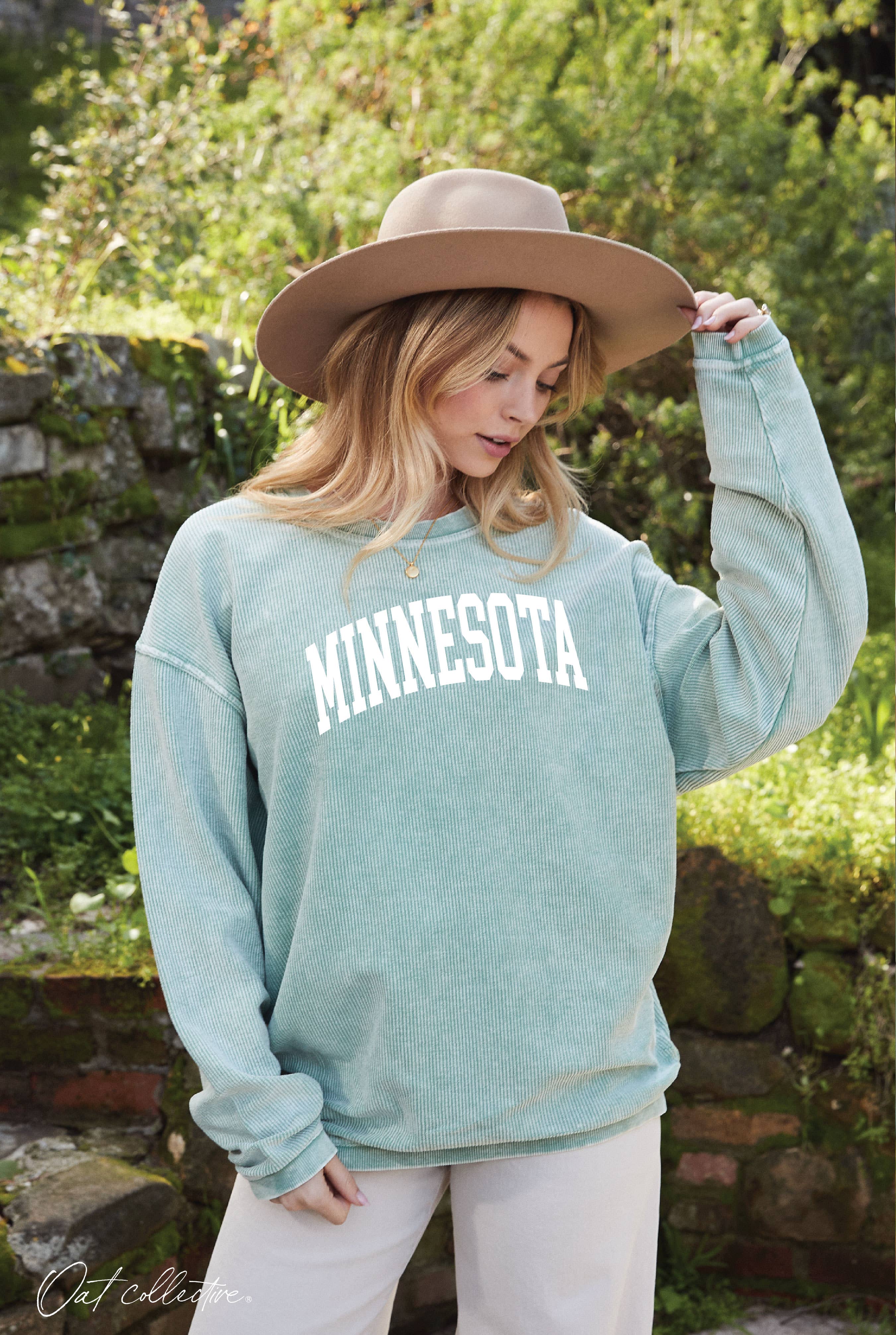 OAT COLLECTIVE – Camisola gráfica - Mulher por atacado – Pulôver Thermal Vintage MINNESOTA 13