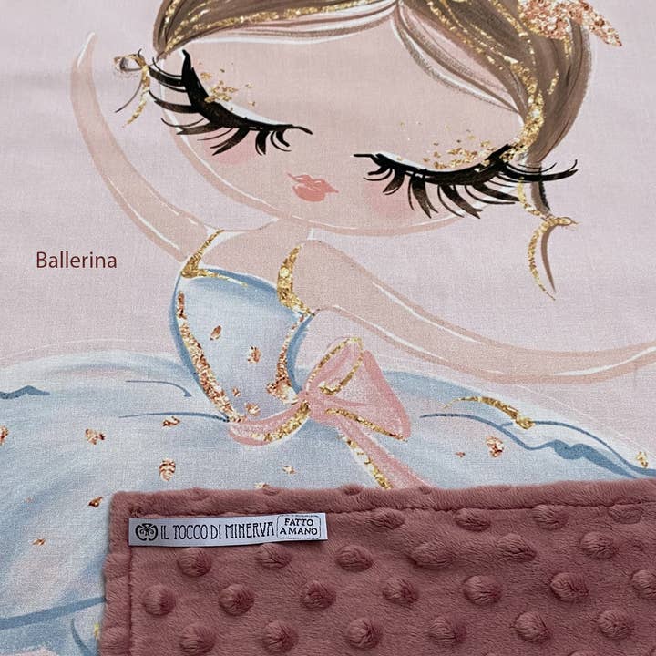 Antikrosa fleece- og bomuldstæppe til pige - Håndlavet for engroshandel hos Il Tocco di Minerva