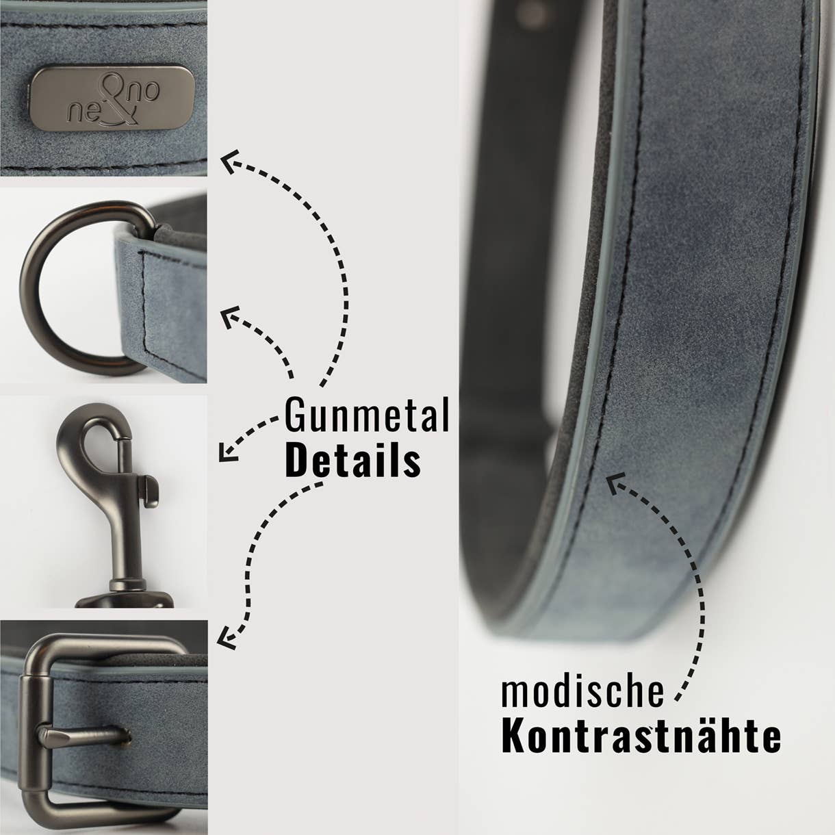 ne&no - Vente Collier – chien - Ensemble collier et laisse ne&no® en cuir vegan pour chiens7