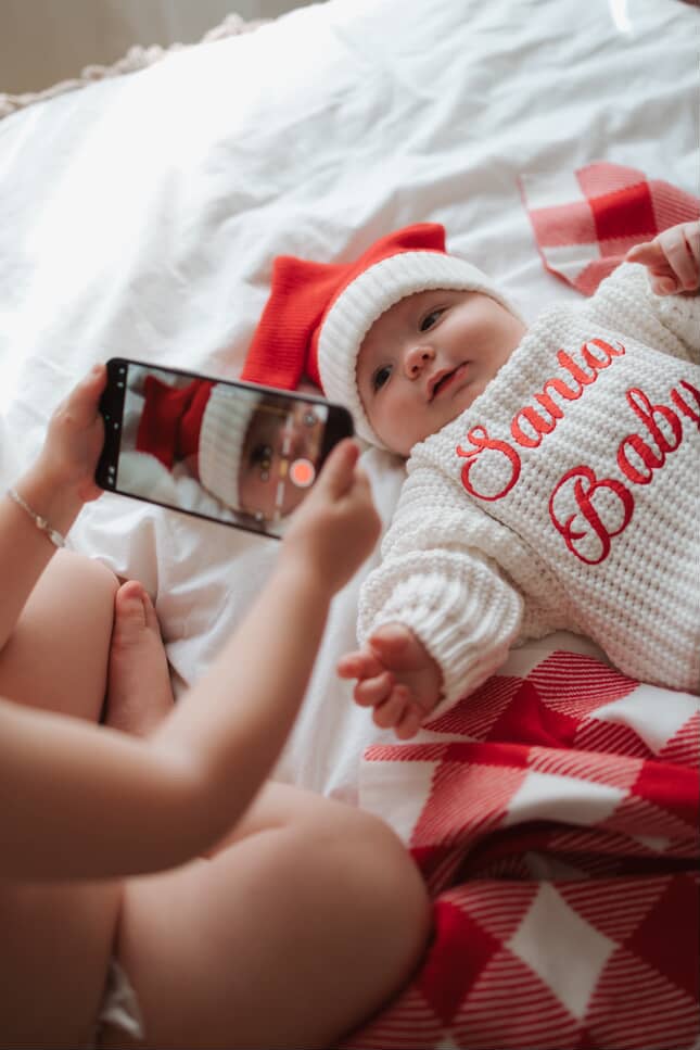 Petite + Co - Wholesale Knit Sweater - Baby - CHUNKY KNIT JUMPER | MILK - SANTA BABY EMBROIDERY4