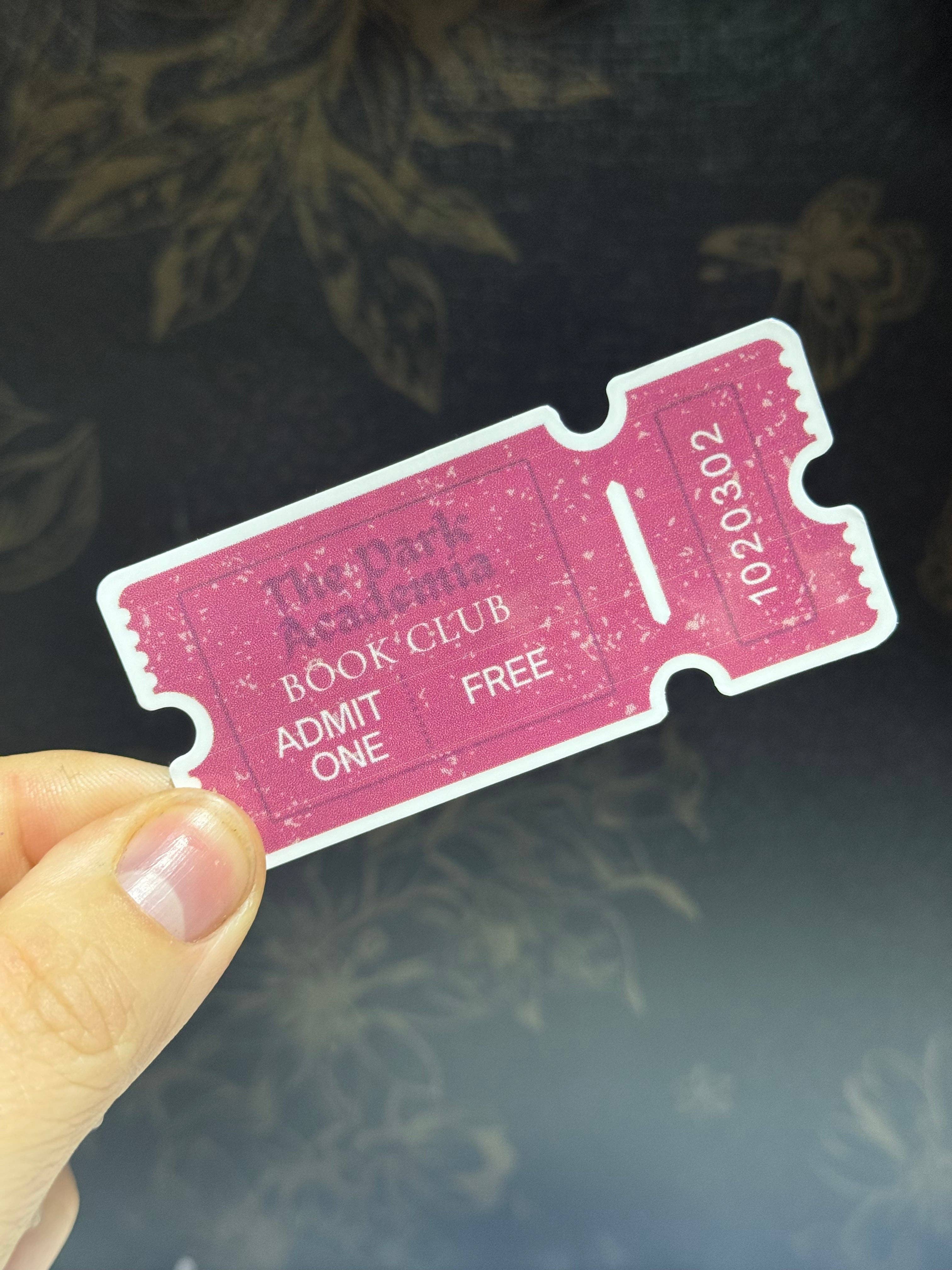 Brinnvill Books - Wholesale Sticker - Dark academia ticket sticker0
