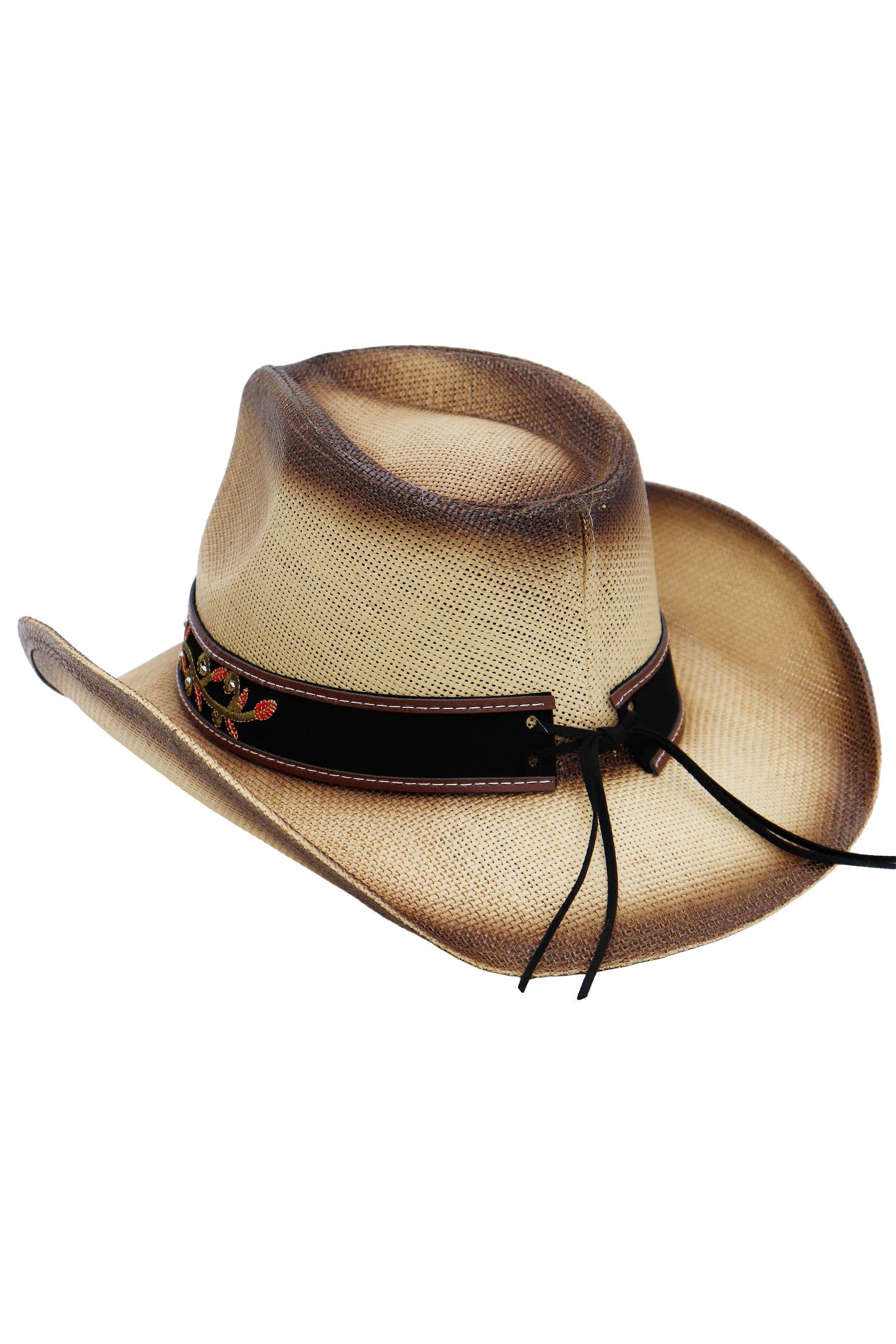 Cap Zone – Engroshandel Cowboyhat - Dame – Bronzeret ravfarvet concho blomsterbælte cowboyhat7