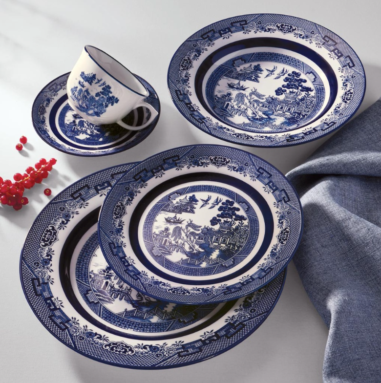 ANNOVA - Wholesale Dinnerware Set - Oxford FLAMINGO Blue Willow Porcelain1