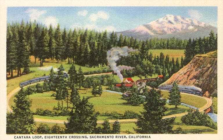 Found Image Press – Großhandel Aufkleber – Aufkleber RR-79 Zug auf der Cantara-Schleife, Sacramento River, Kalifornien0