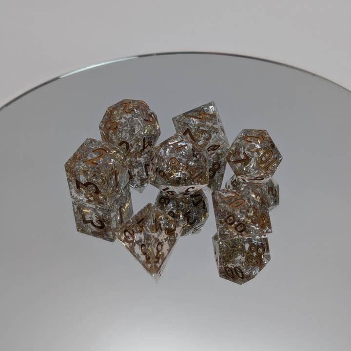 EBONWOOD - Wholesale Dice - Emberlight Veil - 7 Piece Luxury D&D Dice Set4