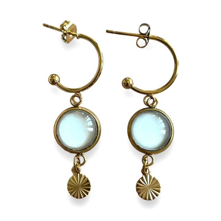 Beige mini Creolen, gouden of zilveren afwerking voor wholesale door Dans l'Air du Temps Bijoux