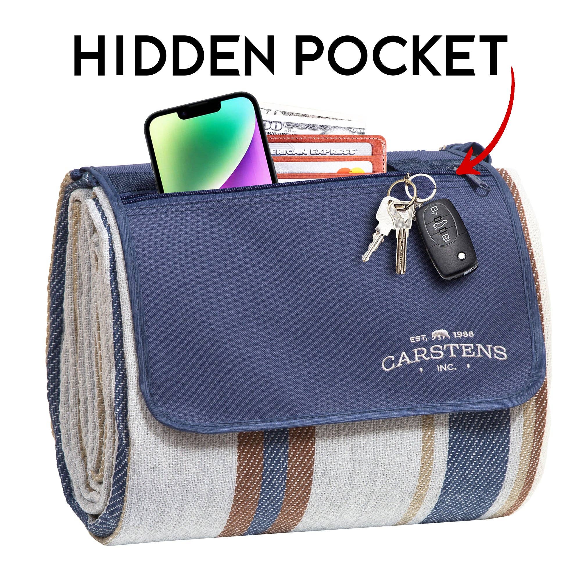 Carstens, Inc. - Wholesale Picnic Blanket - Seashore Stripe Woven Picnic Blanket4