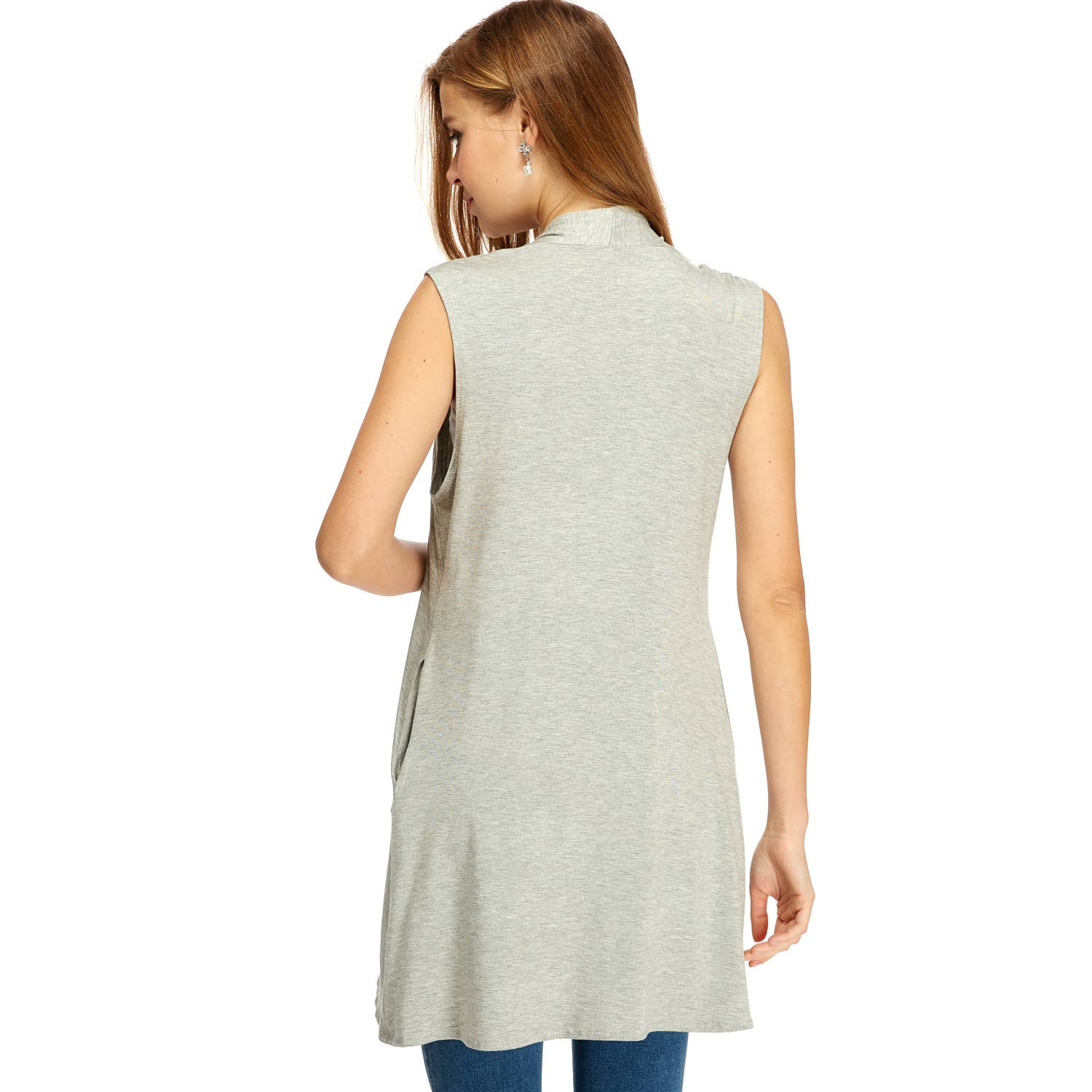 Azules Clothing - Wholesale Outerwear Vest - Women's - Women's Long Sleeveless Vests with Side Pockets'1