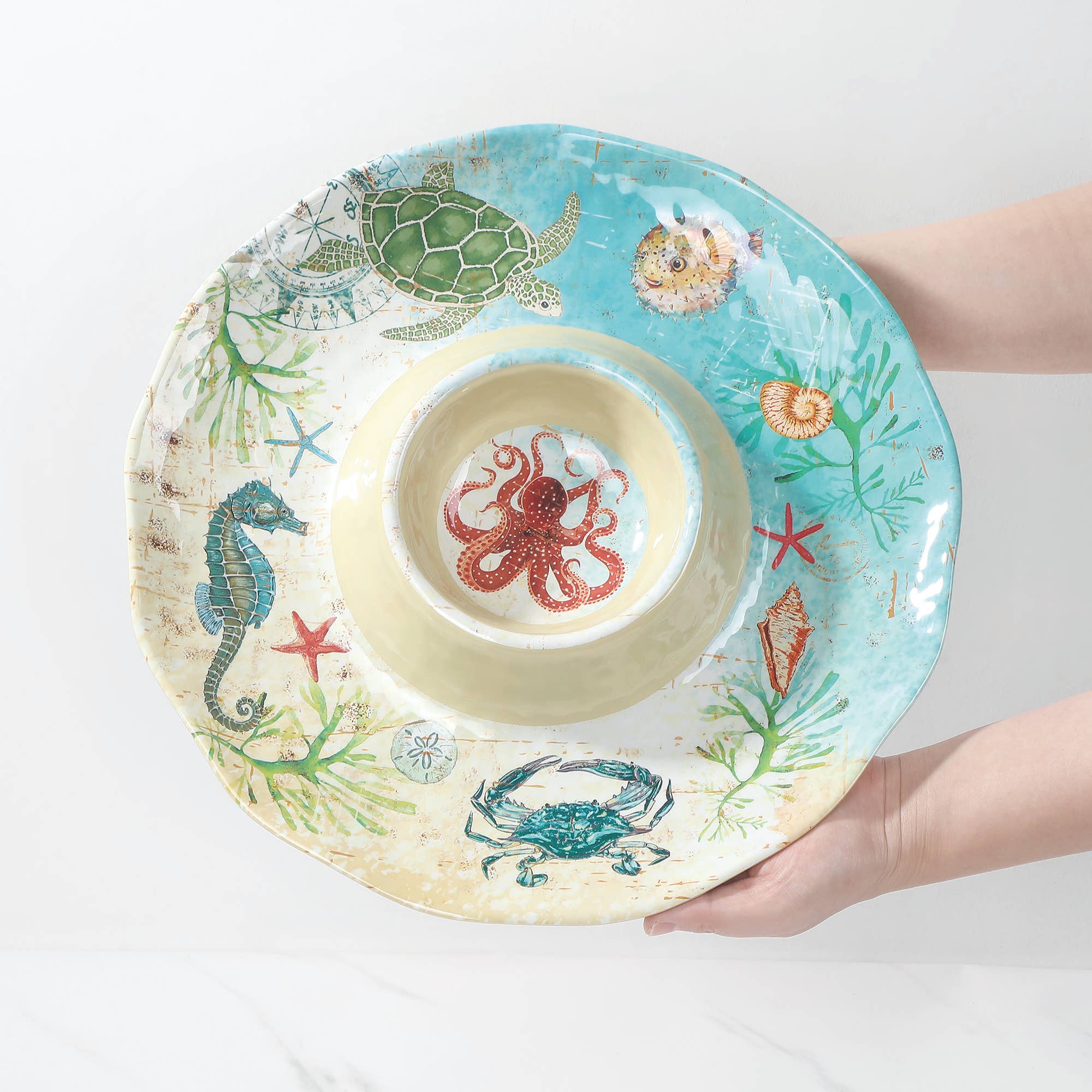 Supreme Housewares - Vente Plateaux de service - Plateau à trempette et à chips en mélamine Sea Life 34 cm1