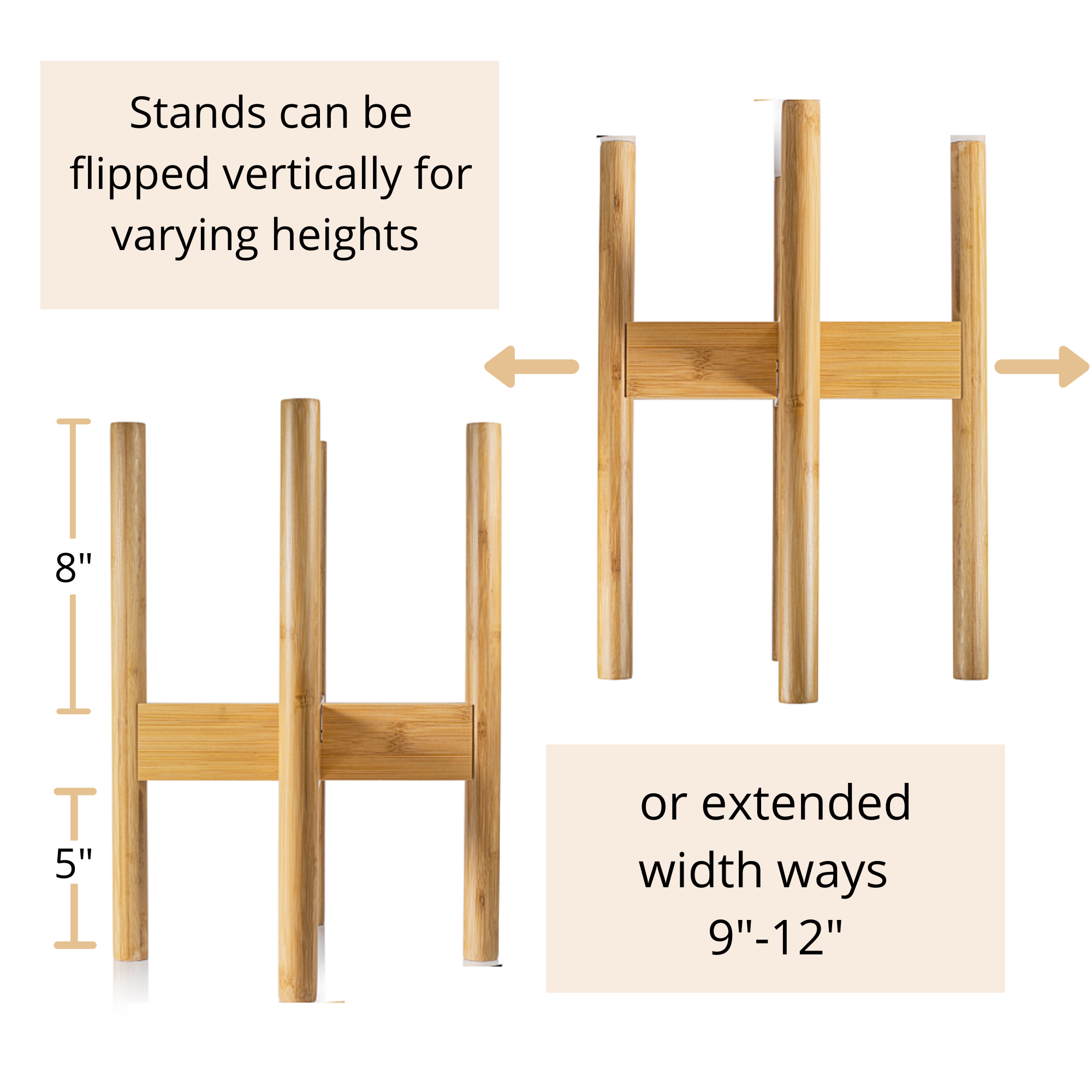 Alfie & Gem - Wholesale Plant Pot Stand - Bamboo Mid Century Plant Stand with Adjustable Width6