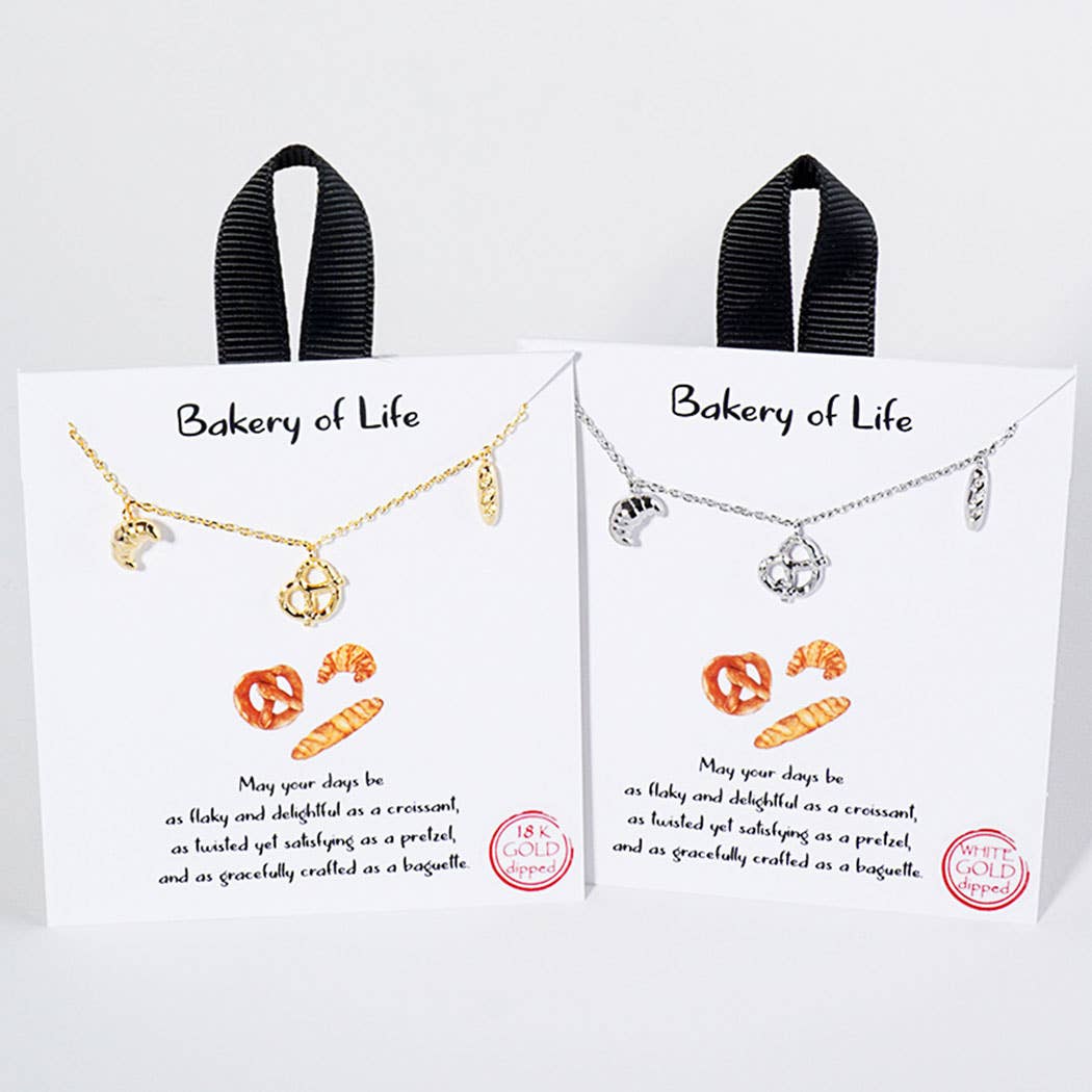 Fashion City - Wholesale Pendant/Charm Necklace - 18K Gold Dipped Bread Pendant Necklace4