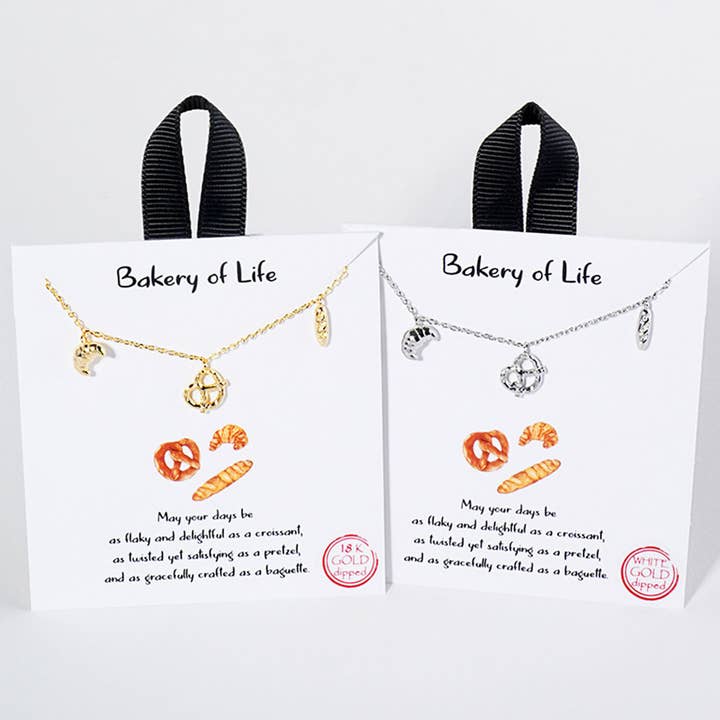 Fashion City - Wholesale Pendant/Charm Necklace - 18K Gold Dipped Bread Pendant Necklace4