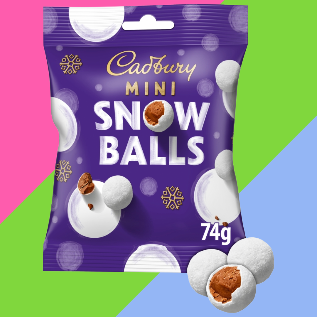 Gaffney's Sweets & Treats Wholesale – wholesale Chocolate – Cadbury Dairy Milk Chocolate Mini Snow Balls Bag 24x74g1