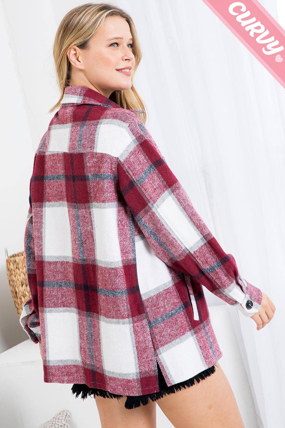 Sweet Lovely by Jen - Wholesale Shirt Jacket/Shacket - Women's - OUTERWEAR PLUS SIZE  FLANNEL  SHACKET 15