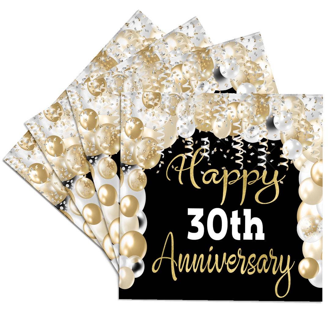 3dRose - Wholesale Coasters - 3dRose, Happy 30th Anniversary Glam Image Of Gold Balloons, Coaster0