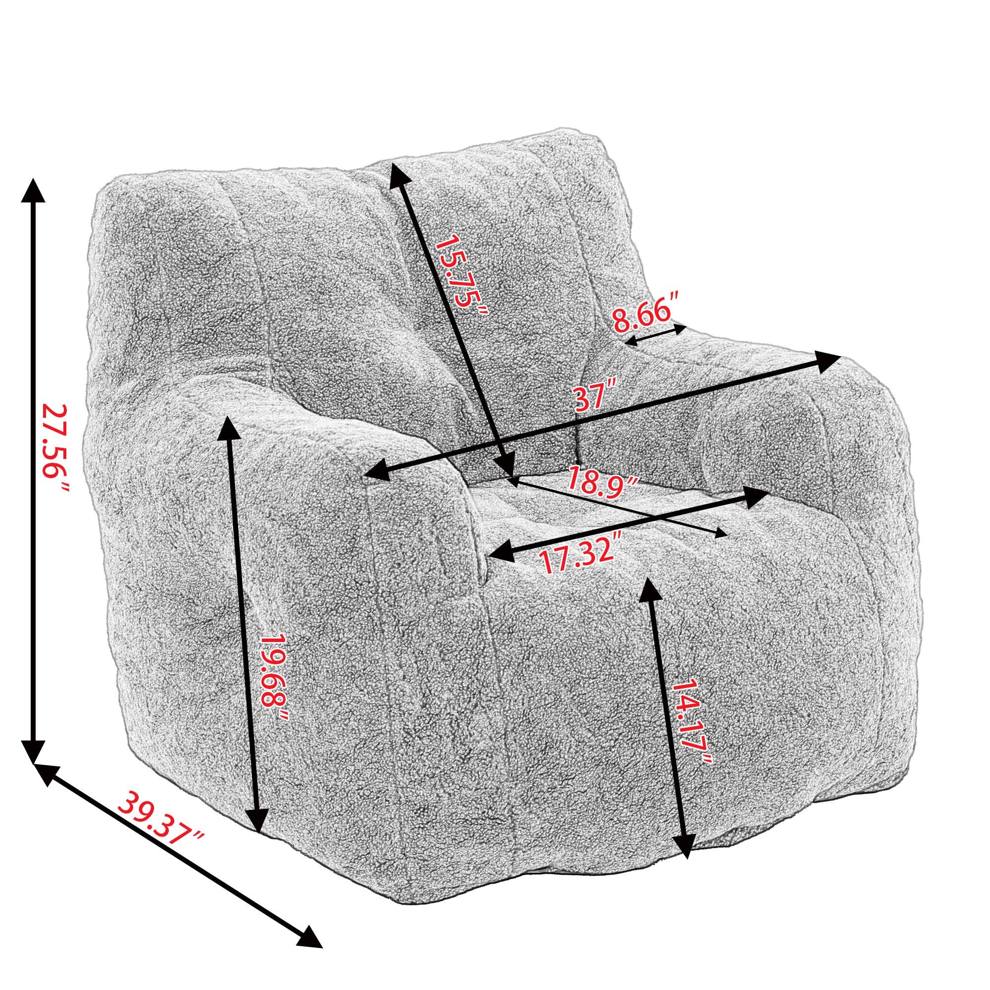HOMYCASA DESIGN INC - Wholesale Chair - Teddy Fabric Bean Bag Chair Cozy Bedroom Lounge Seat29