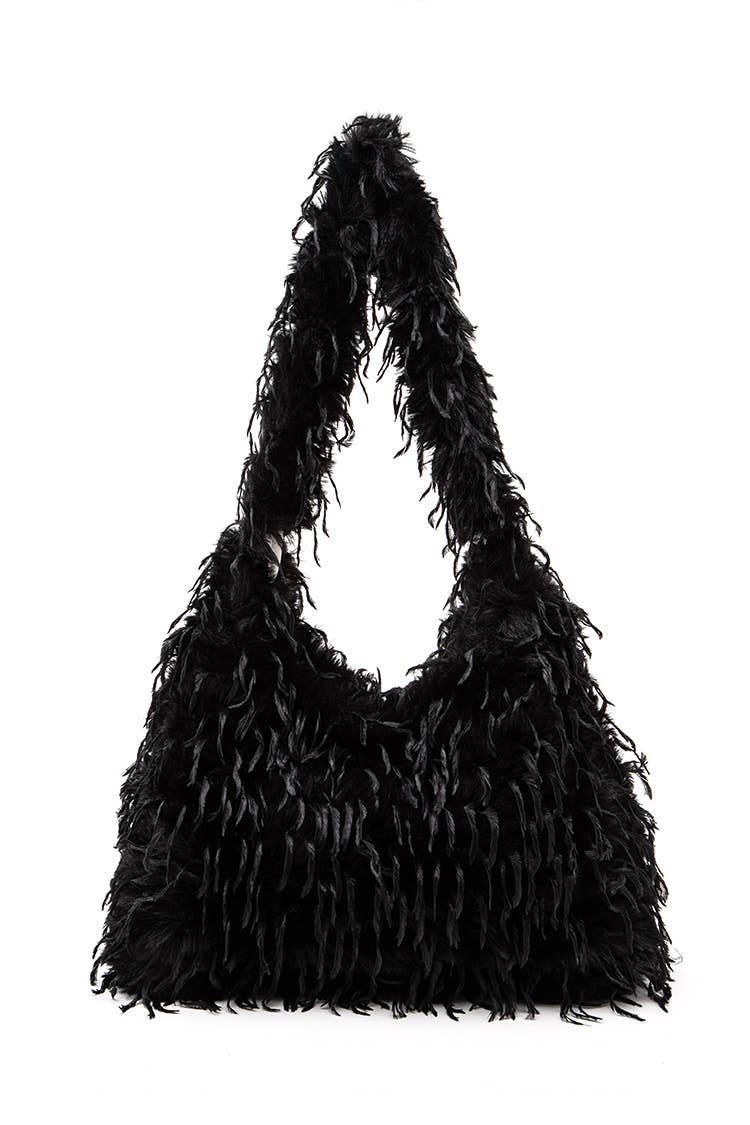 Artini Accessories – Engroshandel Skuldertaske – til kvinder – Faux Feather Hobo Slouchy taske0