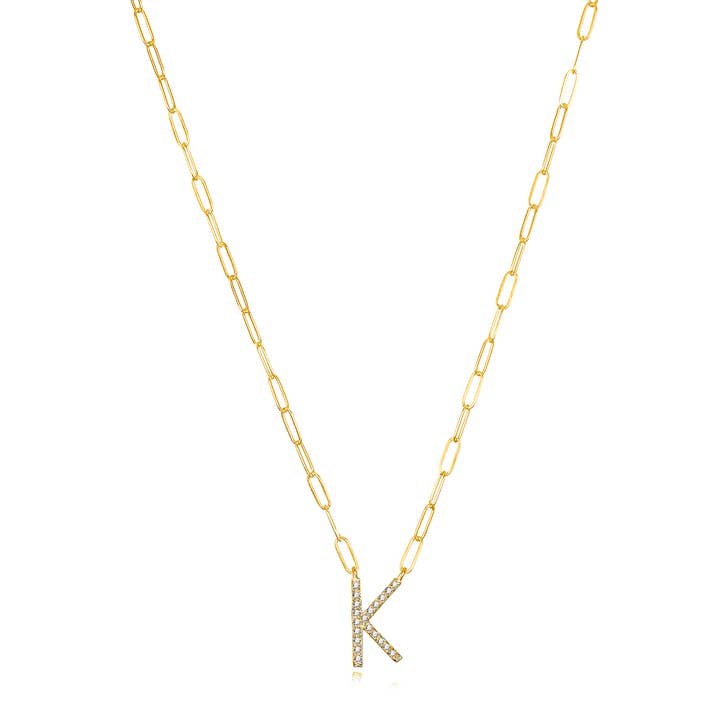 Amelia Rose Jewelry - Wholesale Pendant/Charm Necklace - Grand Diamond Initial Necklaces-All Letters Gold18