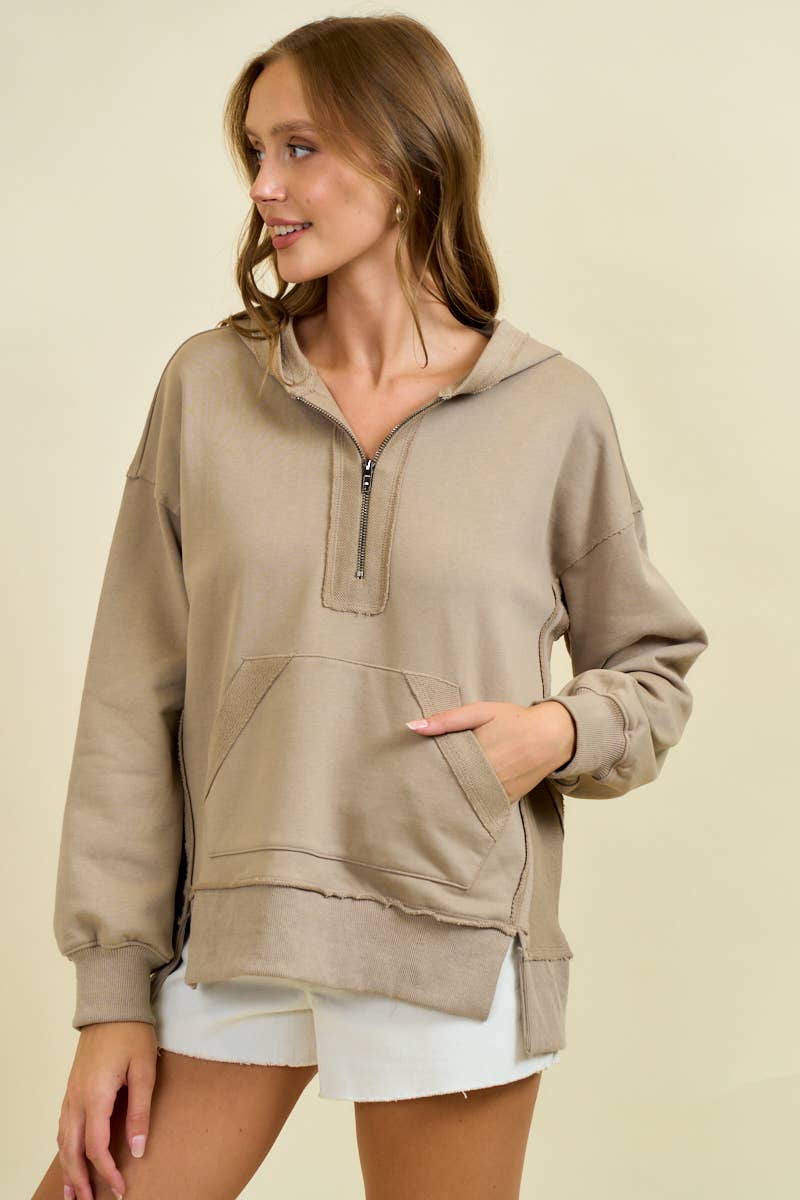 Doe and Rae - Vendita all'ingrosso Felpa con cappuccio - Donna - FELPA CON CAPPUCCIO DETTAGLIO TESSUTO INVERSO - 45160T3