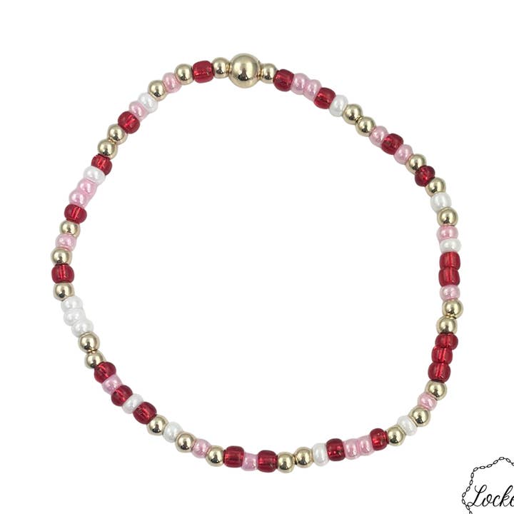 Bracelet en perles dorées Candy Kisses Glimmer rempli d'or pour la vente par Locked by Lula 'n' Lee