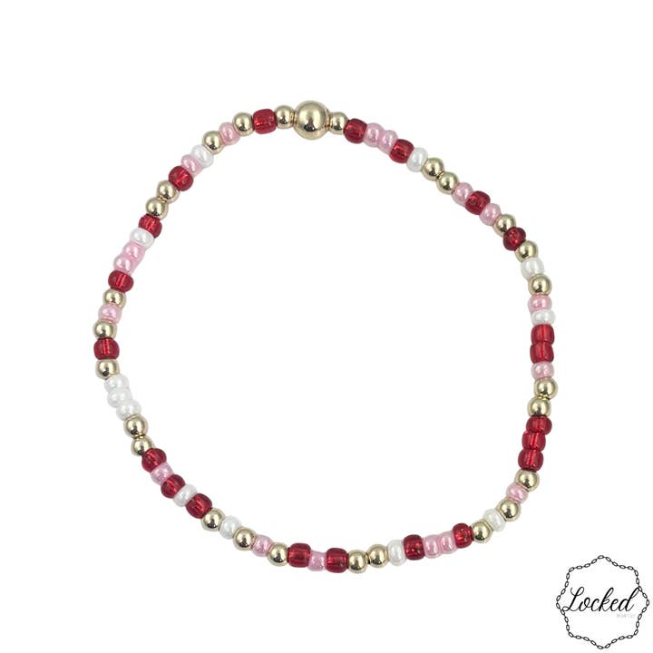 Bracelet en perles dorées Candy Kisses Glimmer rempli d'or pour la vente par Locked by Lula 'n' Lee