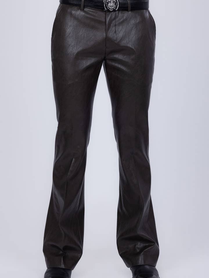 BARABAS - Wholesale Suit Set - Men's - Men's Faux Leather Notch Lapel Suit 5SU4124