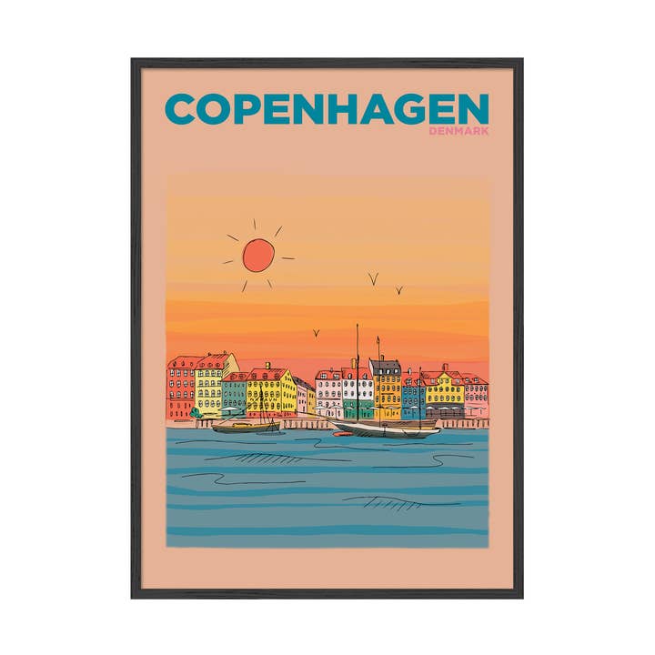 Summer Escapes Travel Print | Copenhagen Waterfront Wall Art for wholesale by Places & Spaces Art Co.