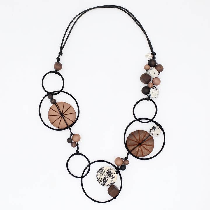 Brown Hayden Disk Necklace for wholesale by Sylca Designs