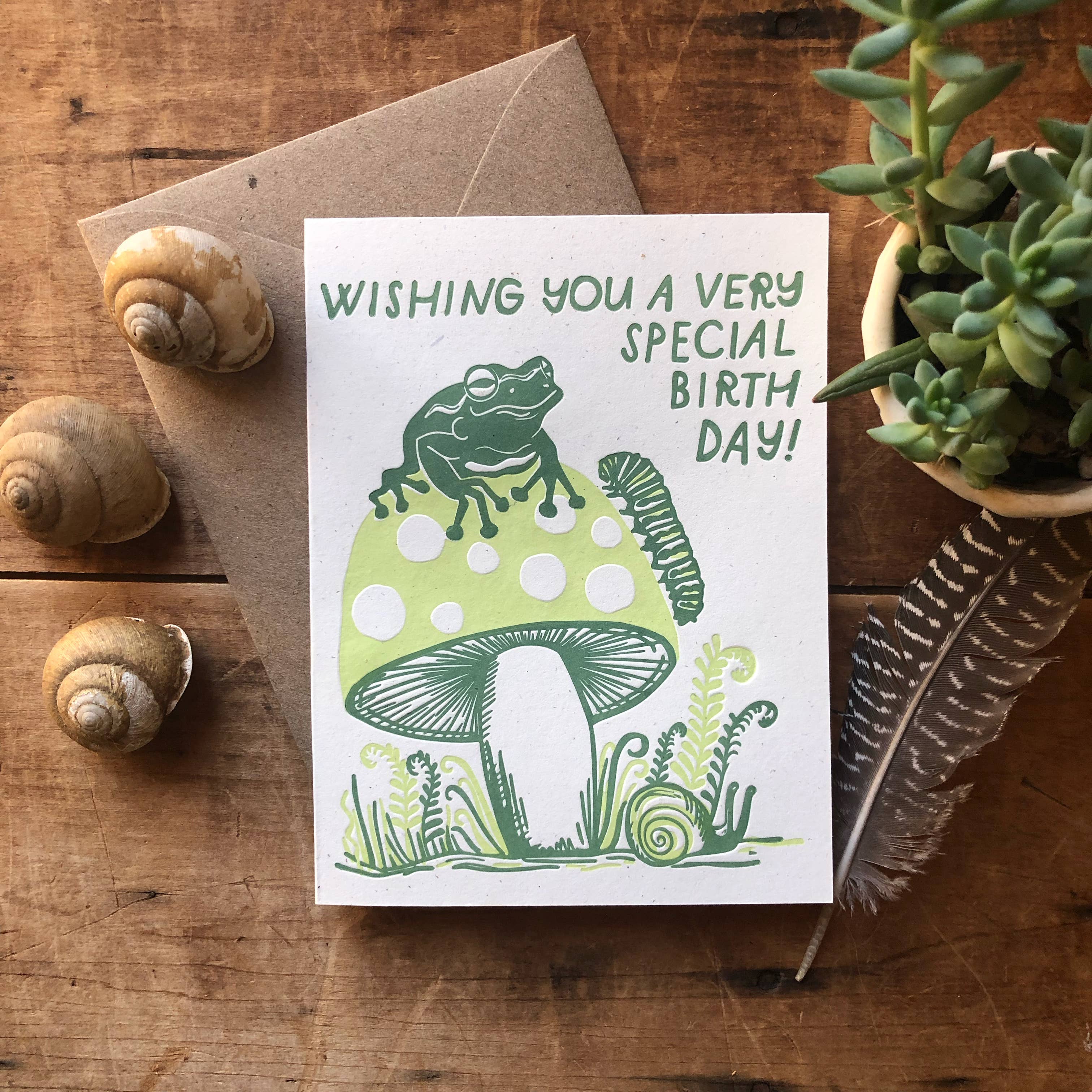 Ratbee Press - Wholesale Birthday Card - Birthday Frog Mushroom Card1