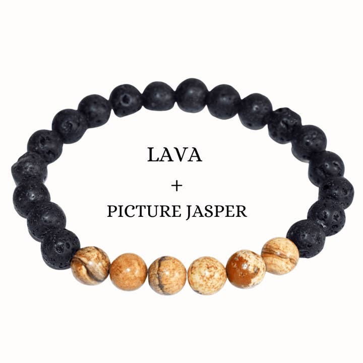 Diffuser Bracelet | Lava with Picture Jasper | Oil Diffuser for wholesale by Soothing Crystals