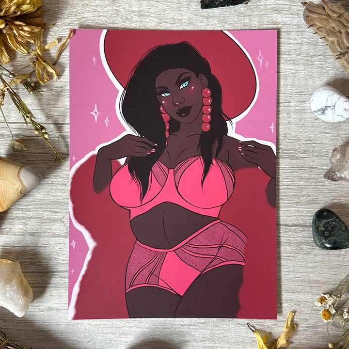 Impression d'art Sorcière Framboise Pin-up - 8x10" et 5x7" pour la vente par Rainbow Coven Designs