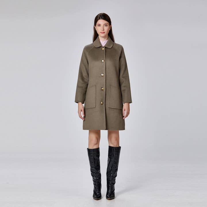 Smart and Joy - Wholesale Coat - Women's - Minimalist wool coat with a round collar3